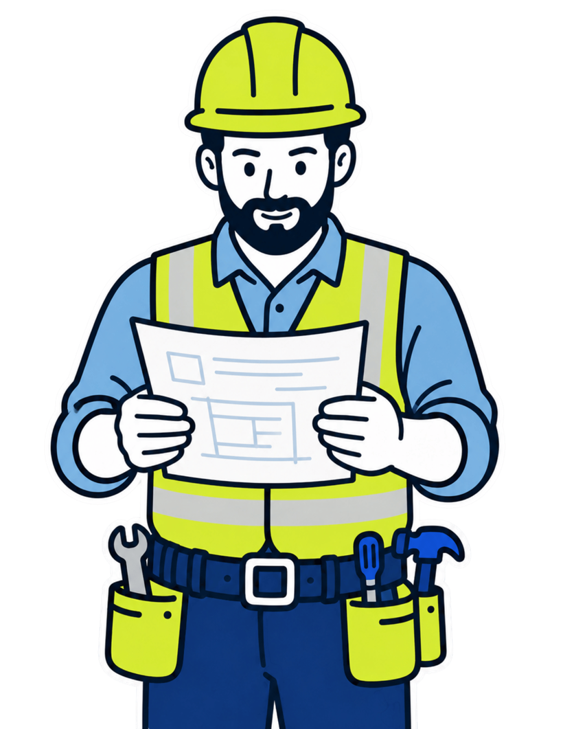 Verified contractor reviewing plans